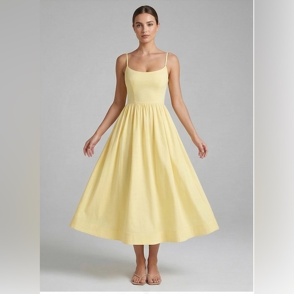 By Design Dresses & Skirts - LAST ONE 🔥 Lydia Scoop-Neck Midi Dress in Sunbeam Yellow